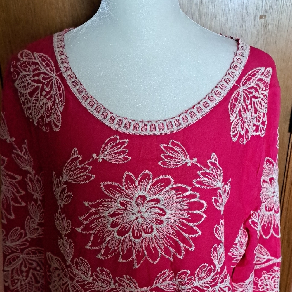 Embroidered Floral Pink Top